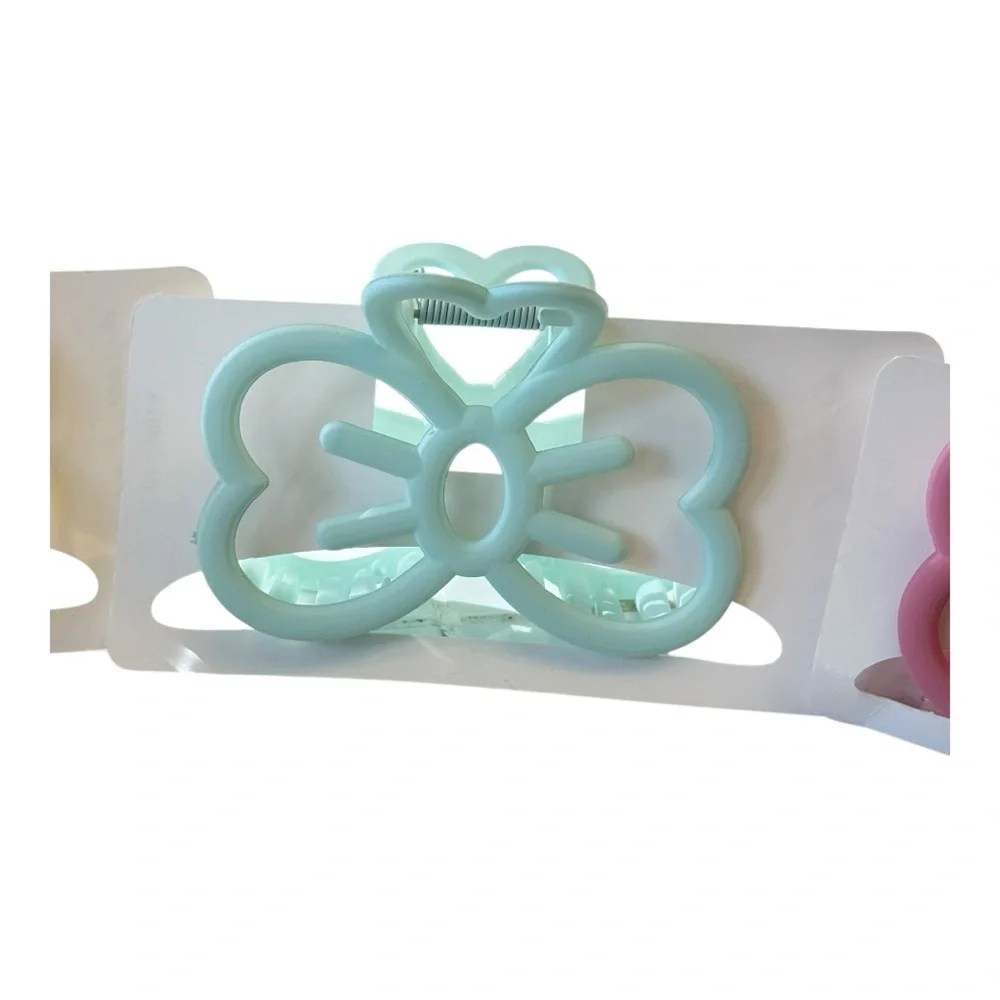 Hello Kitty Bow 3 Set of Hair Clips - Pink, Cream, and Blue